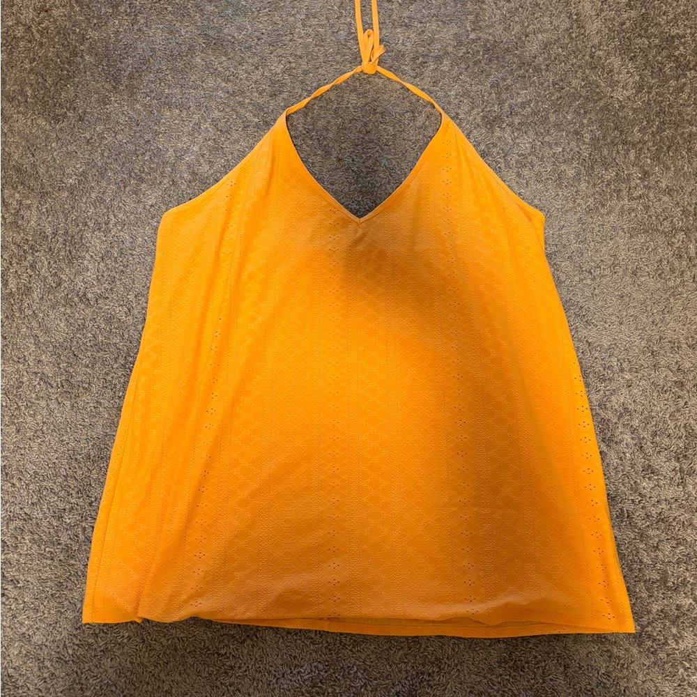 Vibrant Orange Halter Dress